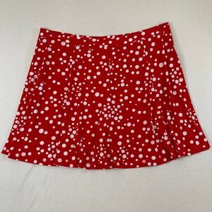 Susan Graver Women's 1X Red White Polka Dot Liquid Knit Pull-On Skort Skirt